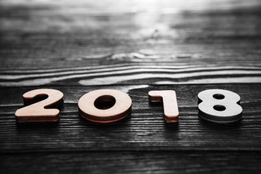 Sığ derinlik closeup 2018 ahşap sayıda alan