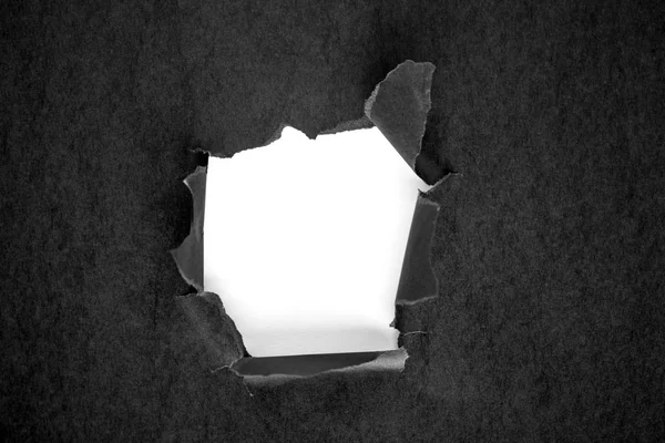 Hole Black Paper Torn Sides — Stock Photo, Image