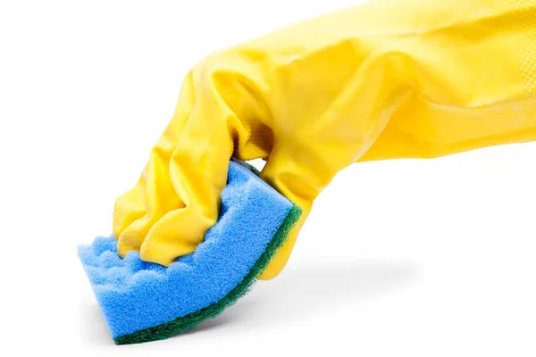 Woman Hand Holding Cleaning Sponge Isolated White Background — Stock Photo, Image