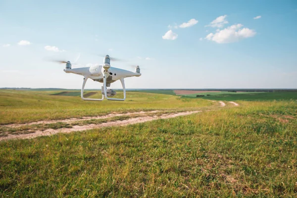 Dron kuad helikopteri yeşil mısır tarlasında