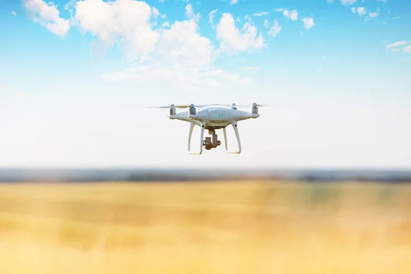 Drone Quad Copter Campo Maíz Amarillo —  Fotos de Stock