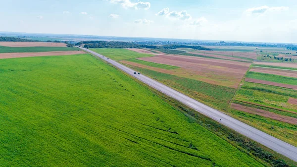 Повітряний Постріл Автомобіля Дорозі Точки Зору Безпілотника — стокове фото