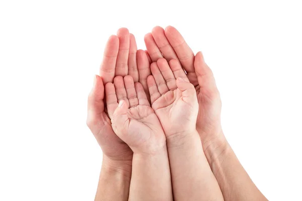 Baby Mothers Hands Isolated White — Stock Photo, Image