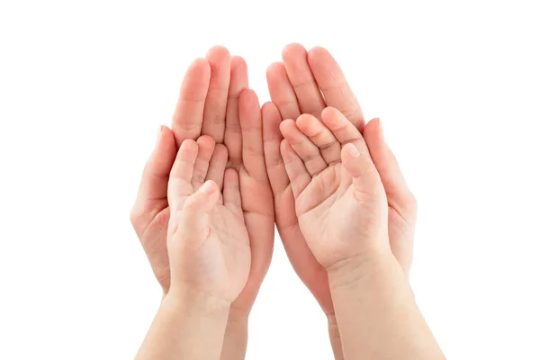 Baby Mothers Hands Isolated White — Stock Photo, Image