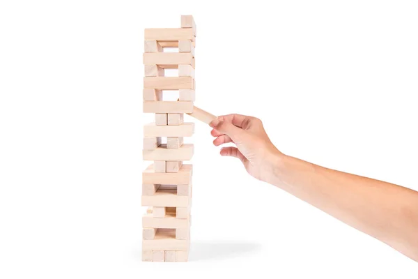 Trä block stack spel, bakgrunden koncept — Stockfoto