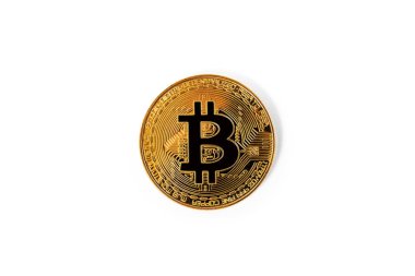 Beyaz bir arka plan üzerinde izole Bitcoin