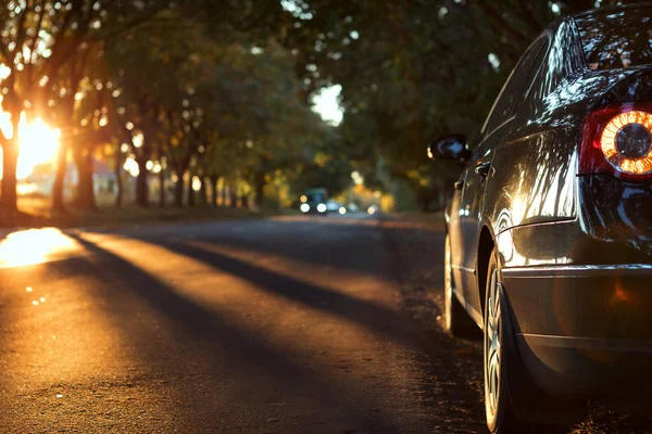 Car on asphalt road in summer — Stock Photo, Image