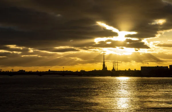 Pôr Sol São Petersburgo — Fotografia de Stock