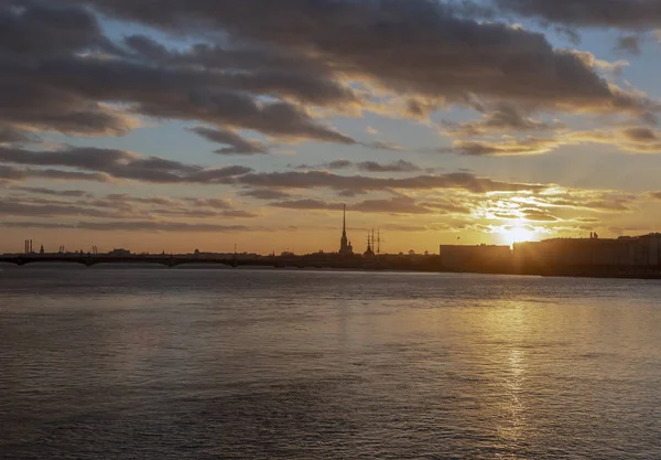 Coucher Soleil Saint Pétersbourg — Photo