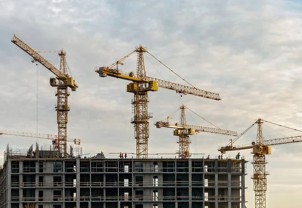 Grues Construction Sur Chantier Proximité Saint Pétersbourg — Photo