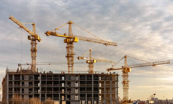 Byggkranar Byggarbetsplatsen Närheten Sankt Petersburg — Stockfoto