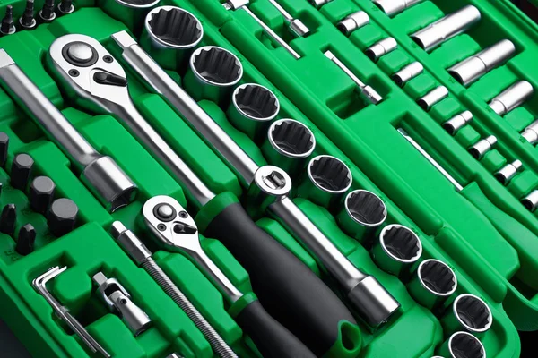 Many Tools Tool Box Closeup — Stock Photo, Image