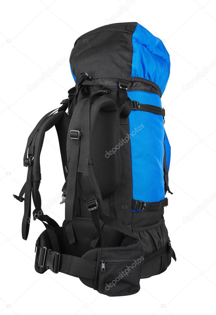 Tourist backpack isolated on white background