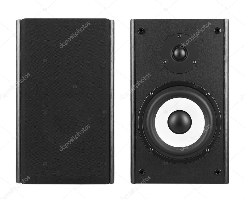 Wood Loud Speakers Isolated on White