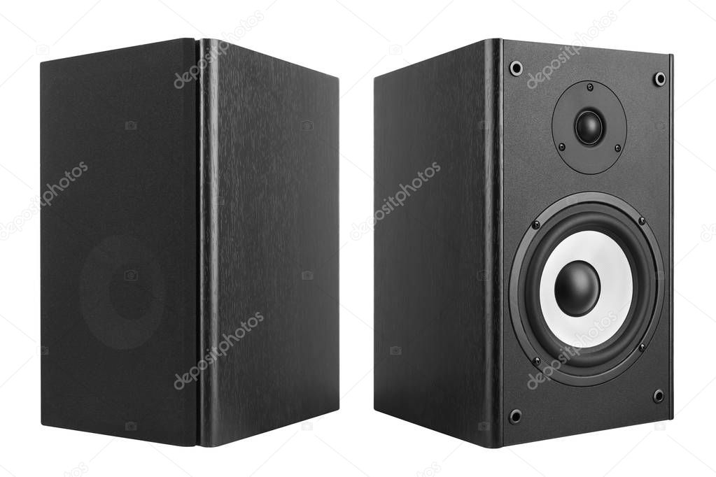 Wood Loud Speakers Isolated on White