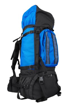 Beyaz arka plan üzerinde izole turist sırt çantası