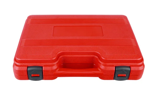 白い背景で隔離赤いスーツケース — ストック写真