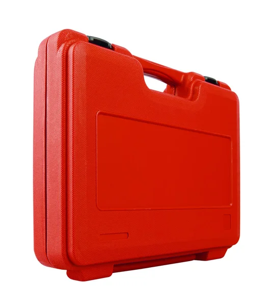 Valise Rouge Isolée Sur Fond Blanc — Photo