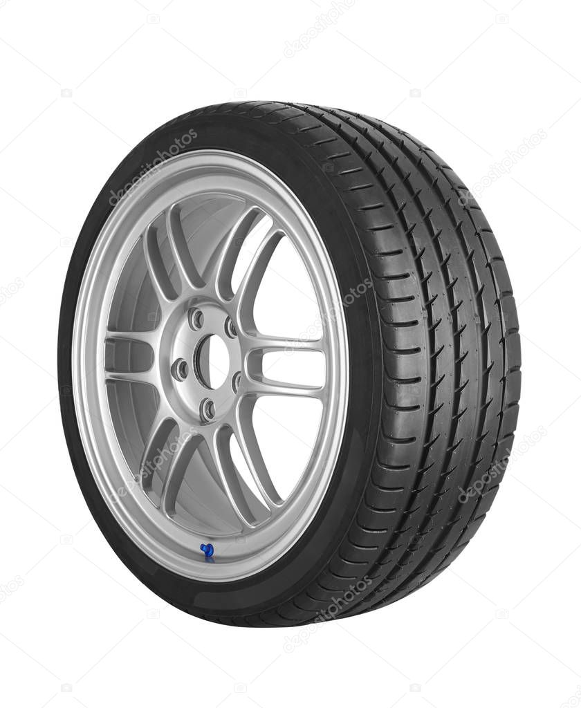 Car tire isolated on white background