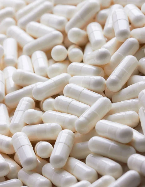 Weiße Pillen Aus Nächster Nähe — Stockfoto
