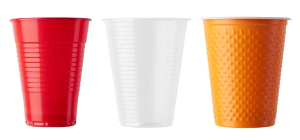 Set Plastic Cup Isolated White Background — Stock Photo, Image