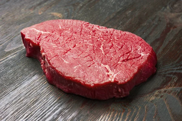 Vers Rauw Vlees Houten Ondergrond — Stockfoto