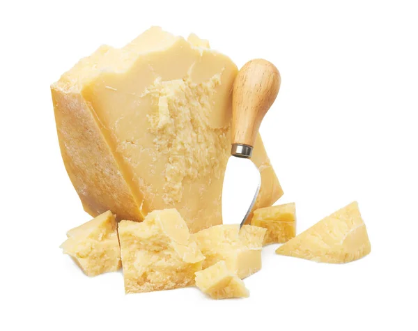 Parmigiano Isolato Fondo Bianco — Foto Stock