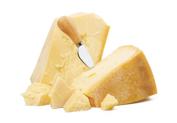 Beyaz Arkaplanda Yalıtılmış Parmesan Peyniri — Stok fotoğraf