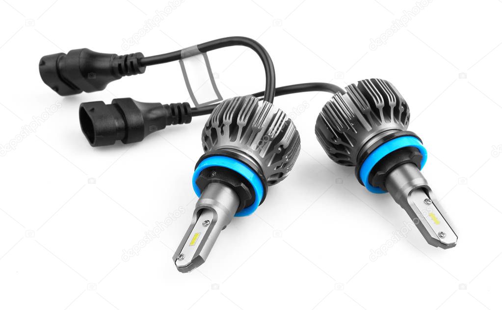 LED bulbs for car isolated on white