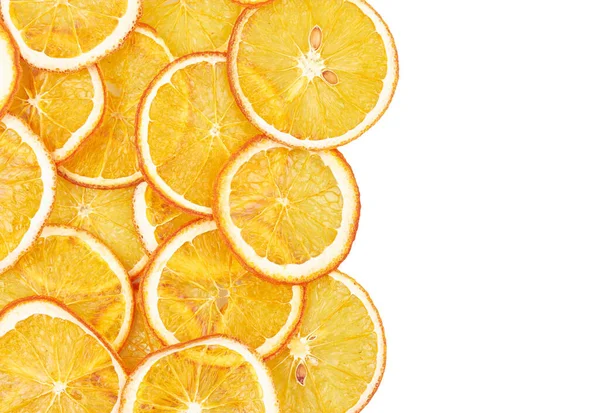 Tranches Orange Séchées Isolées Sur Fond Blanc — Photo
