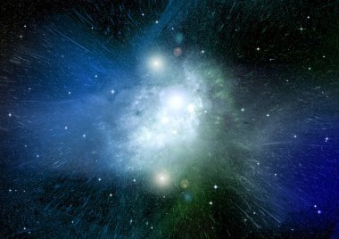 Uzak bir galaksideki yıldızlar, toz ve gaz bulutsusu. Bu görüntünün unsurları Nasa tarafından desteklenmektedir