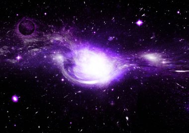 Uzak bir galaksideki yıldızlar, toz ve gaz bulutsusu. Bu görüntünün unsurları Nasa tarafından desteklenmektedir