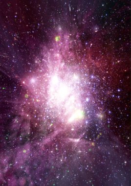 Uzak bir galaksideki yıldızlar, toz ve gaz bulutsusu