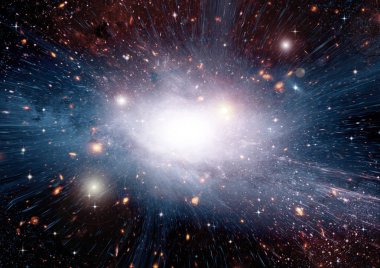 Uzak bir galaksideki yıldızlar, toz ve gaz bulutsusu