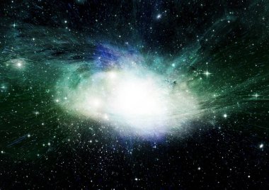 Uzak bir galaksideki yıldızlar, toz ve gaz bulutsusu