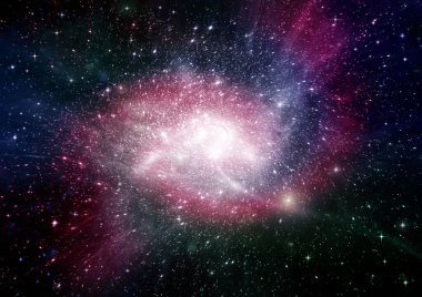 Uzak bir galaksideki yıldızlar, toz ve gaz bulutsusu. Bu görüntünün unsurları Nasa tarafından desteklenmektedir