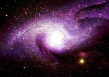 Uzak bir galaksideki yıldızlar, toz ve gaz bulutsusu