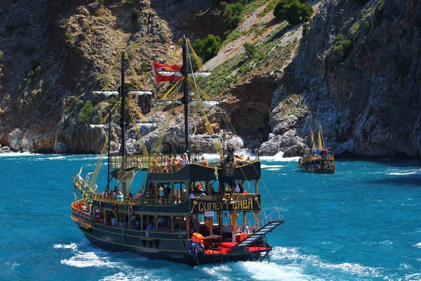 Antalya District Alanya Turkiet Maj 2019 Ancient Piratskepp Expedition Fritidsbåt — Stockfoto