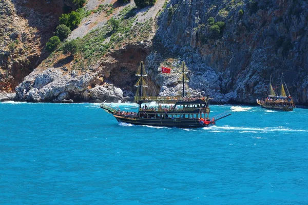 Antalya District Alanya Turkiet Maj 2019 Ancient Piratskepp Expedition Fritidsbåt — Stockfoto