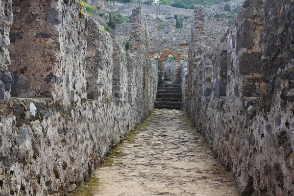 Torre Vermelha Alanya Kizil Kule Parte Castelo Alanya Kalesi Castelo — Fotografia de Stock