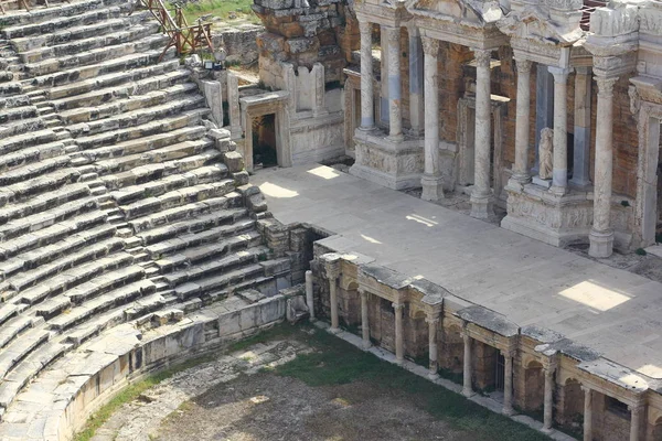 Oude Romeinse Amfitheater Ruïnes Van Hierapolis Pammukale — Stockfoto