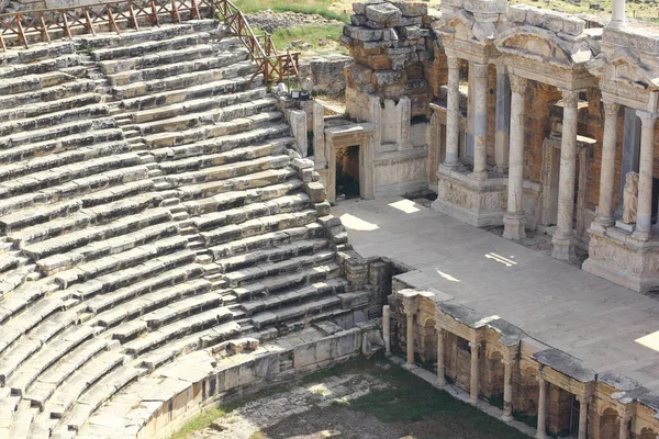 Starověký Římský Amfiteátr Ruinách Hierapolis Pammukale — Stock fotografie