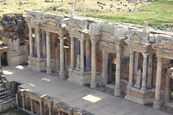 Starověký Římský Amfiteátr Ruinách Hierapolis Pammukale — Stock fotografie