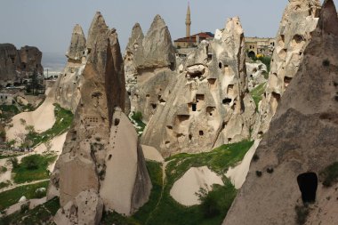 Kapadokya, Türkiye. Antik kale Uchisar.