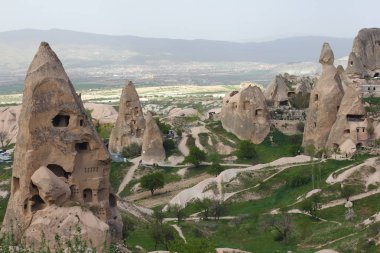 Kapadokya, Türkiye. Antik kale Uchisar.