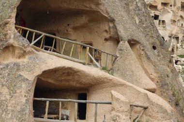 Kapadokya, Türkiye. Antik kale Uchisar.