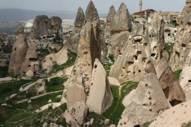 Kapadokya, Türkiye. Antik kale Uchisar.