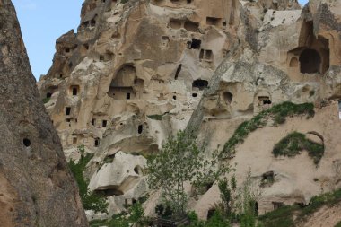 Kapadokya, Türkiye. Antik kale Uchisar.