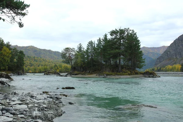 Chemal Altai山和Katun河的秋季风景 — 图库照片