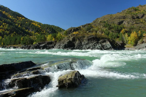 Höstlandskap Chemal Altai Bergen Och Katun Älv — Stockfoto